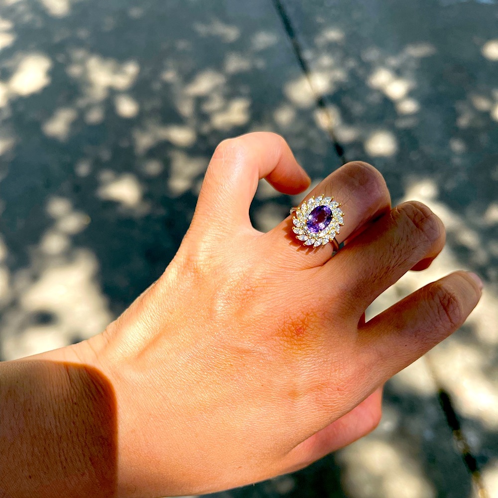 Natural Amethyst Ring, Sterling Silver Ring. Purple quartz jewelry. Gift for her